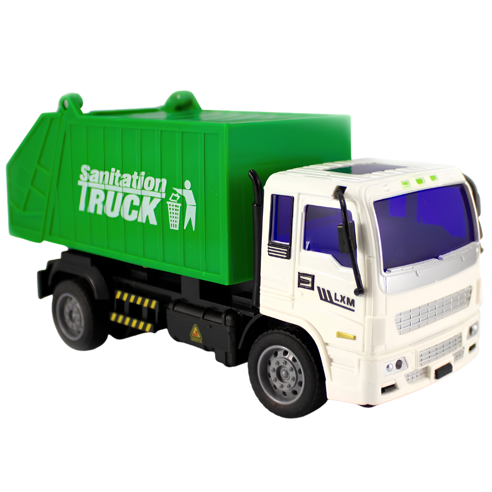 Remote Control Garbage Truck Toy with Lifting Bin Lights RC Sanitation Truck for Kids