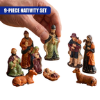 Nativity Scene Set 9 Pcs Christmas Crib Figures Holy Family Wise Men Shepherd Manger Decor