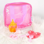 6 Pcs Baby Doll Feeding Set with Magic Milk Bottle Pink Carry Bag & Doll Accessories