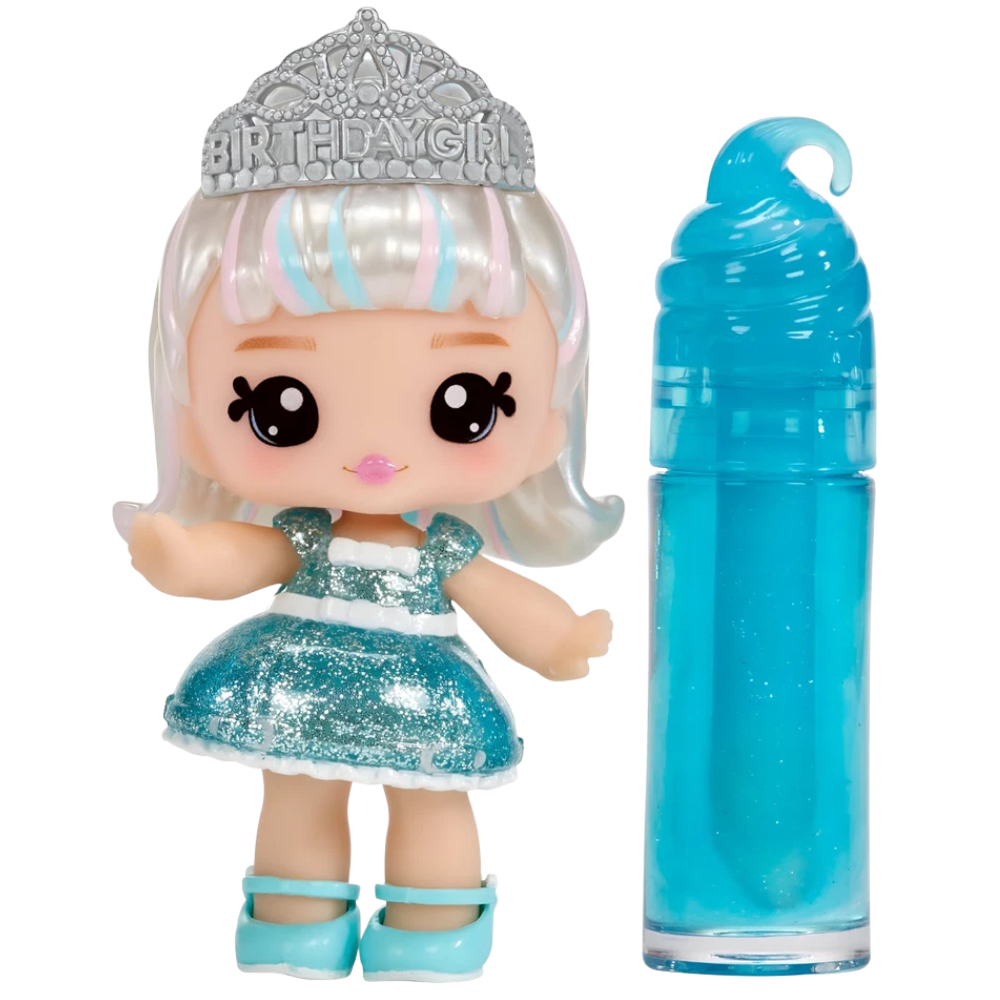 MGA Yummiland Callie Birthday Cake Doll with DIY Shimmer Lip Gloss Kit and Fashion Accessories