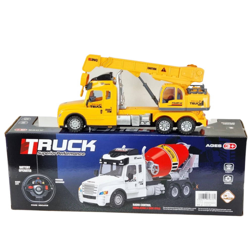 Remote Control Crane Truck RC 36cm Working Lights Sounds Crane Arm Kids 3+