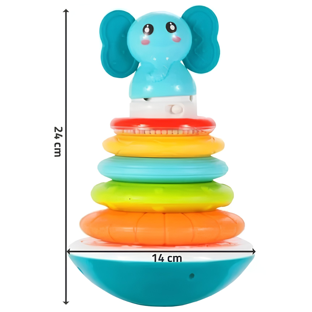 Musical Elephant Stacking Rings Toy for Babies with Rainbow Colours and Teether 6 Months+
