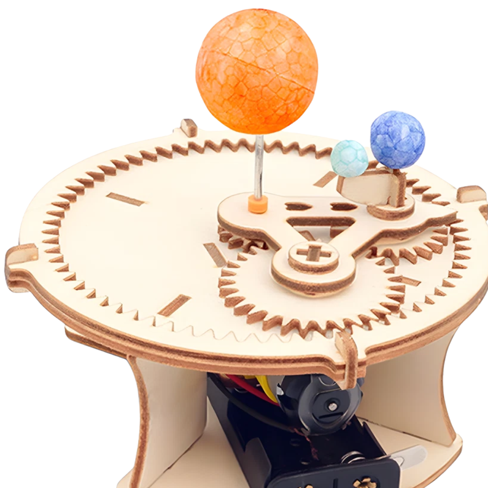 RLS 3D Wooden Solar System DIY Puzzle Model with Motorised Rotating Planets Science Kit