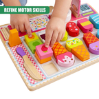 Kids Wooden Ice Cream Shop Set Toy Pretend Play Cafe Kitchen Set Cones Popsicles Fruits