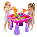 Kids Sand & Water Table Garden Sandpit Play Set with Watering Can Spade Fork Bucket Toys