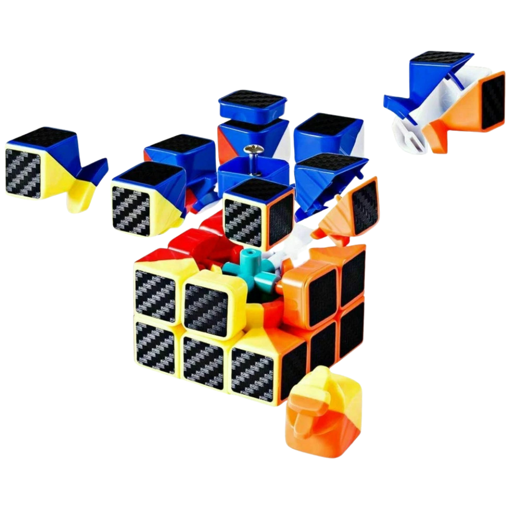 3x3 Carbon Fiber Sticker Speed Cube Puzzle Smooth Turning Memory Game Toy for Kids