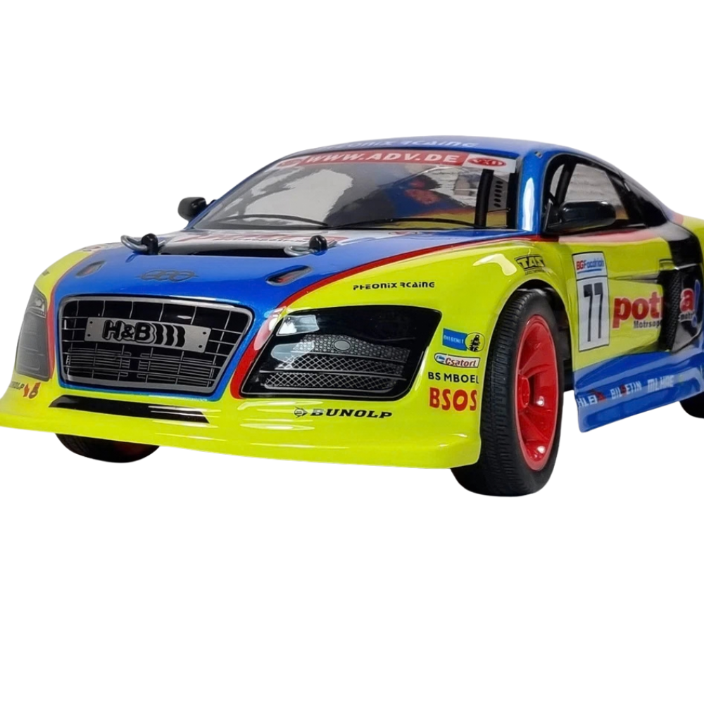 1:10 RC Audi R8 Style Drift Car 45cm 2.4GHz LED Lights RWD Racing Toy 6+