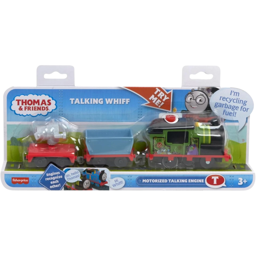 Thomas & Friends Talking Whiff Motorized Engine Train Set with 2 Cargo Cars
