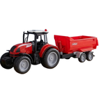 Toyland 37cm Red Tractor & Trailer with Lights Sound Friction Farm Toy 3+