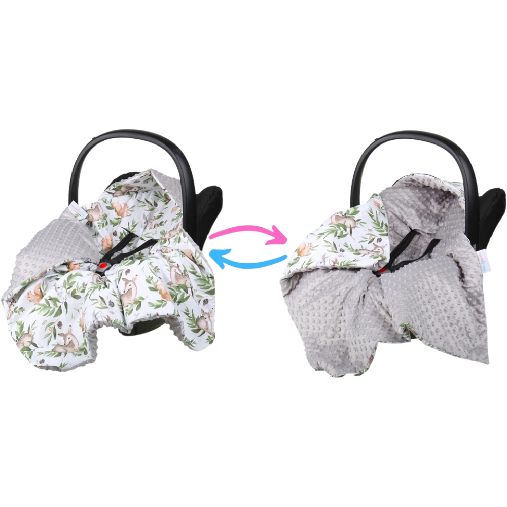 Baby Car Seat Hooded Blanket Double-Sided Soft Cotton Cozy Travel Cover for Infant