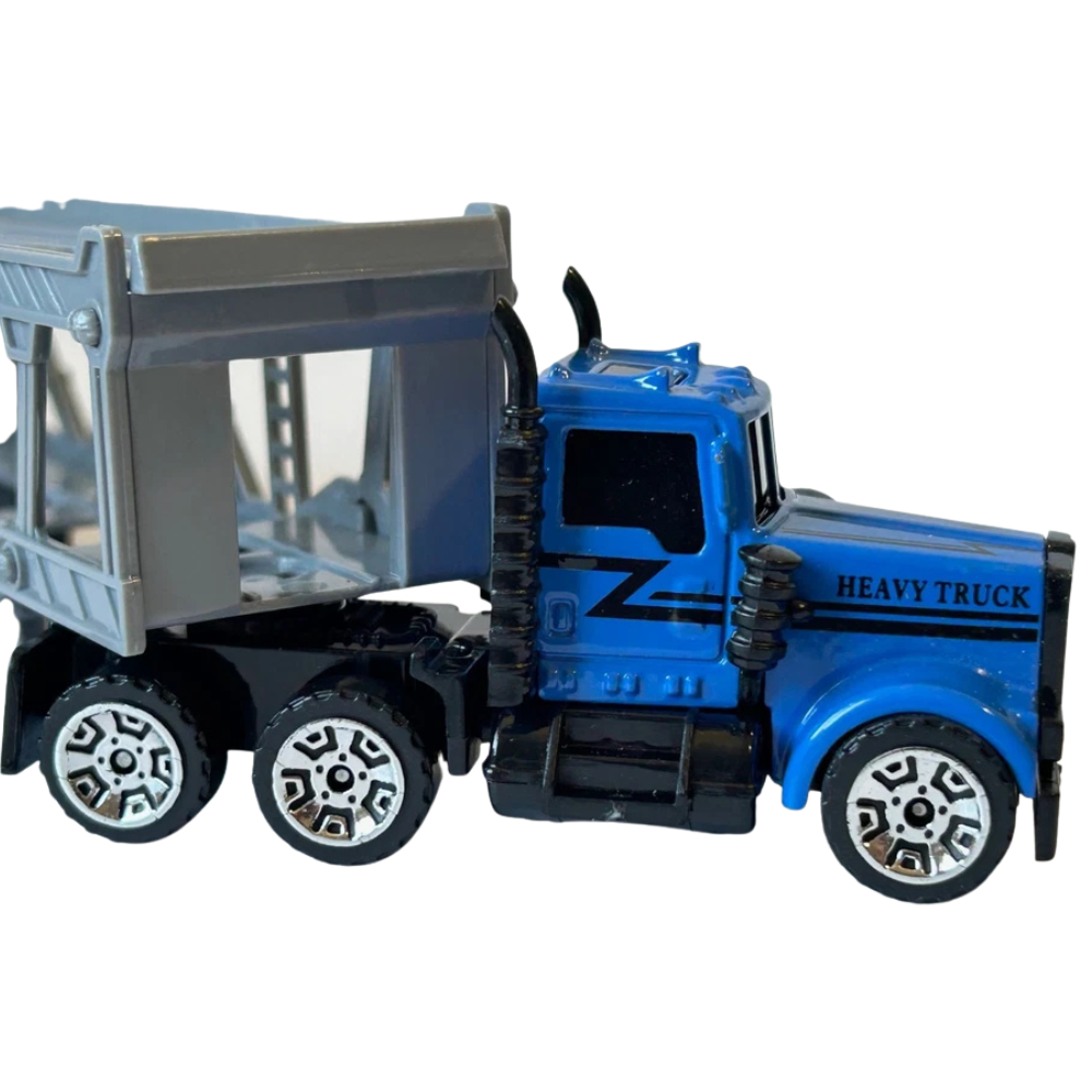 Blue Diecast Lorry Truck Transporter Hauler Toy Model Vehicle for Kids Collectors Display