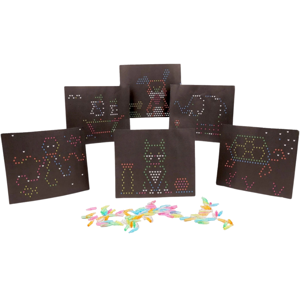 Lite-Brite Refill Set 100 Colourful Pegs & 8 Templates Creative Glow Art Craft Kit