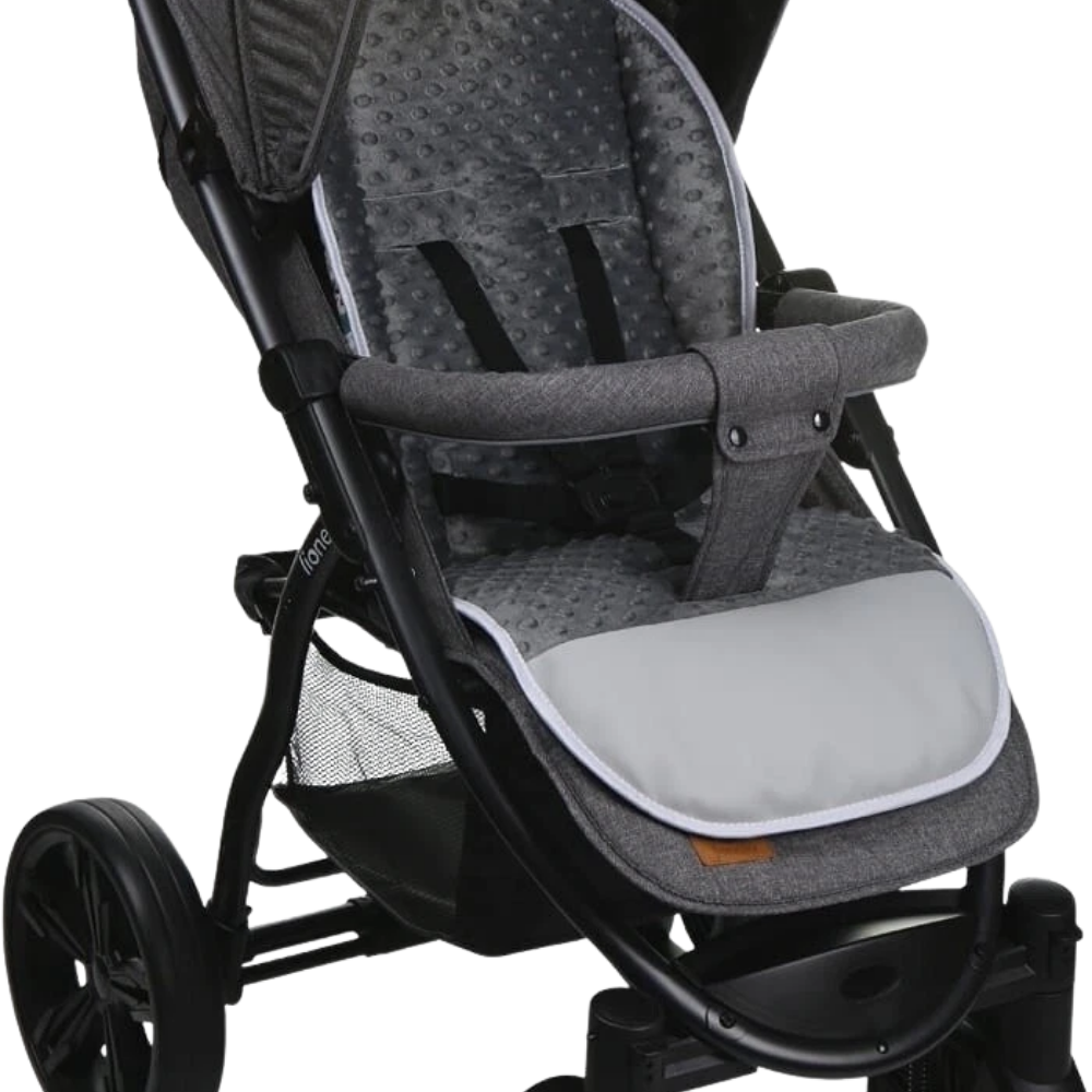 Universal Double Sided Pram Seat Liner Soft Pushchair Buggy Stroller Insert Graphite on Safari Cover