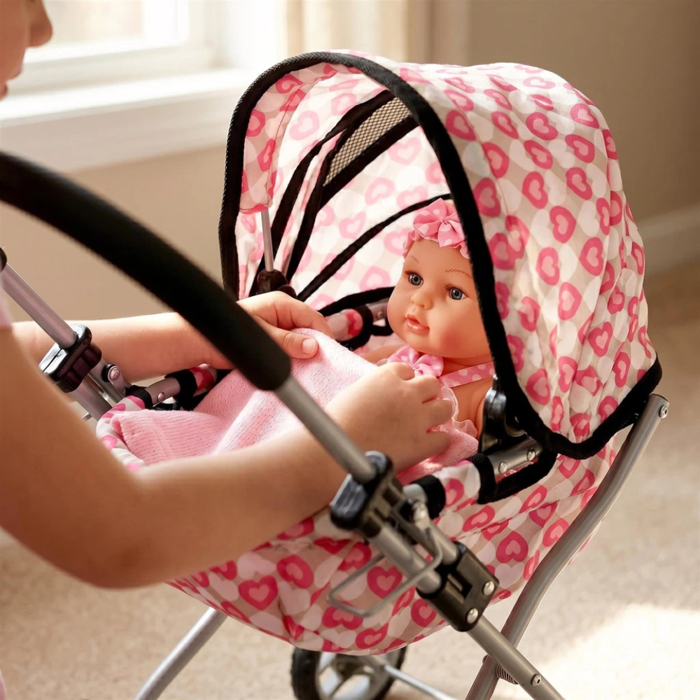 Baby Doll Pram Pushchair Toy Stroller for Children Bibi Doll Accessories for Pretend Play