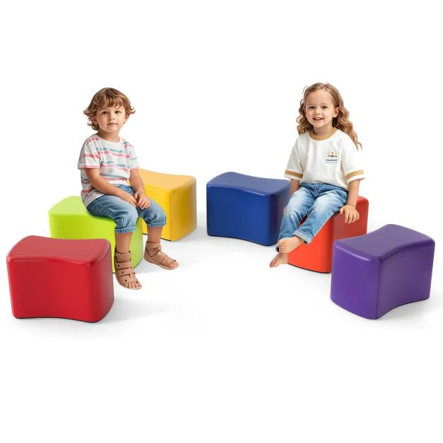 6-Piece Modular Butterfly Stools with Soft Foam and Waterproof PU Cover