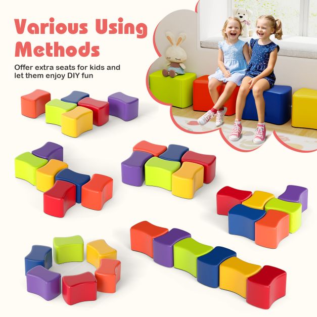 6-Piece Modular Butterfly Stools with Soft Foam and Waterproof PU Cover