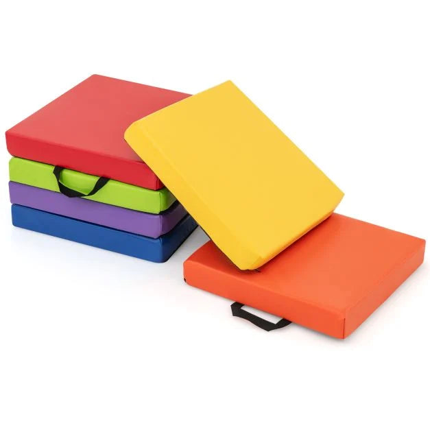 6 Square Floor Cushions with Handles for Easy Transport