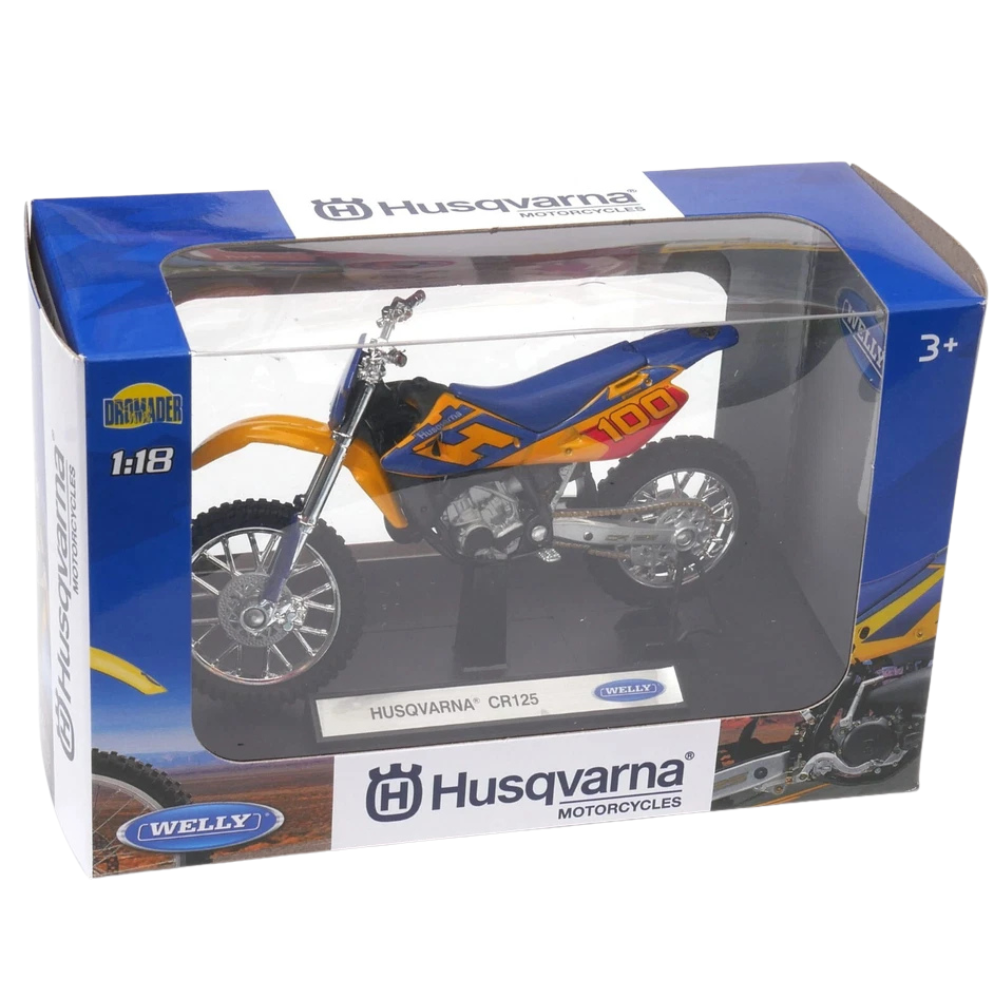 Welly Husqvarna CR125 Swedish Motocross Motorcycle Diecast Model Bike 1:18 Scale Toy