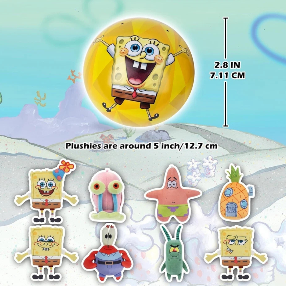Spongebob Squarepants Mira Ball 3 Surprises Plush Tin Box Soft Squishy Toy