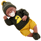 Black Baby Doll Ethnic Reborn Boy Sleeping 20-Inch Toy with Dummy & Bottle Bibi Doll