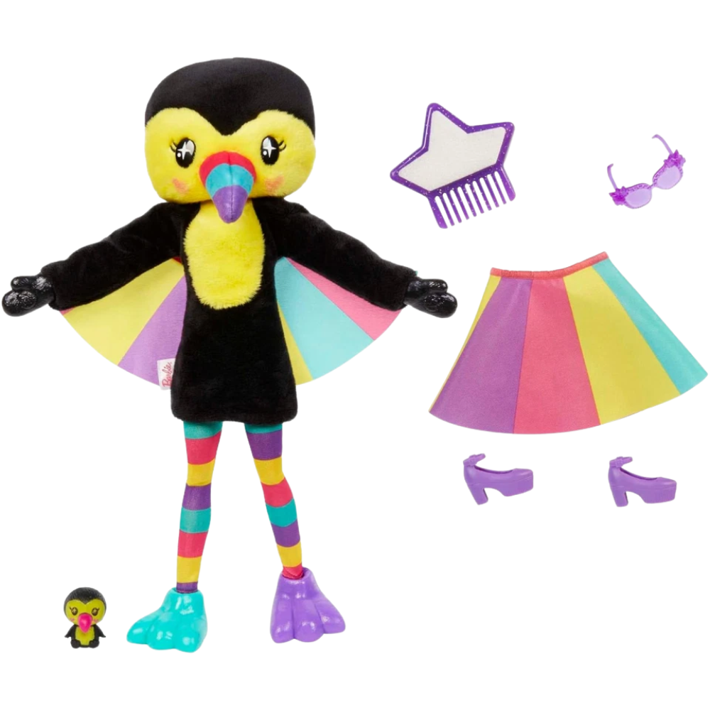 Barbie Cutie Reveal Toucan Jungle Series Plush Doll New Soft Cuddly Collectible Toy Gift