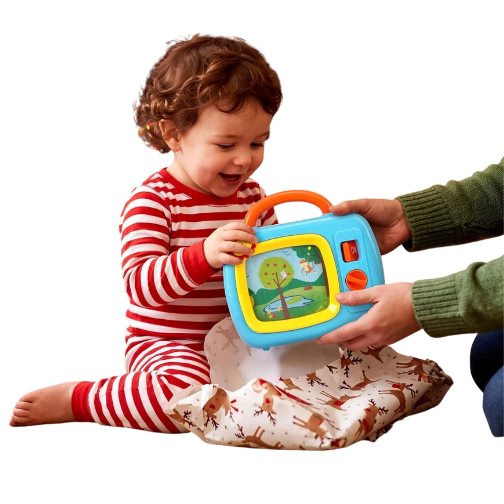 My First TV Baby Musical Toy Safari Animals Rotating Screen Wind Up Lullaby Sensory Play