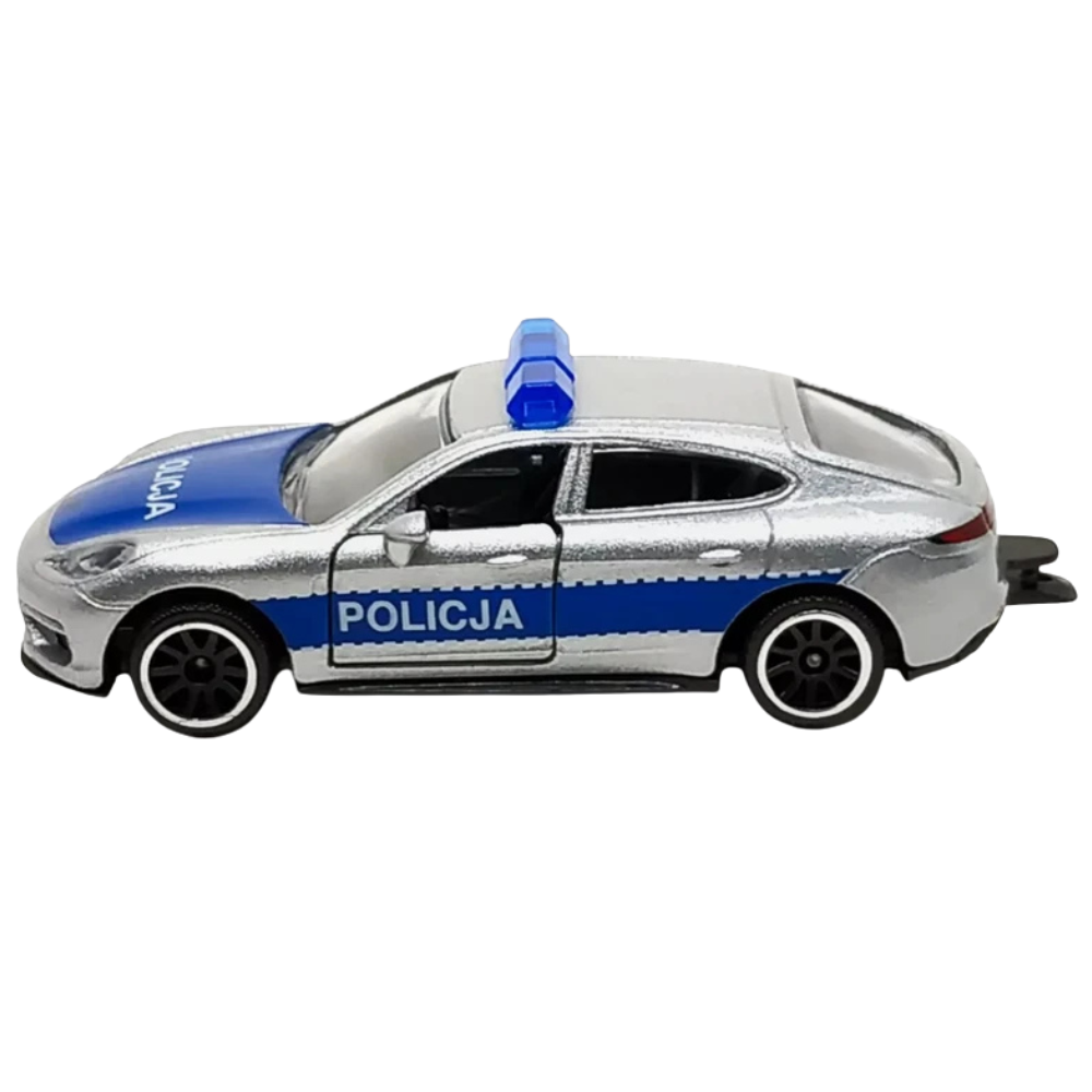Majorette Porsche Panamera Turbo Polish Police SOS Diecast Car Model 1:64 Scale Toy Vehicle