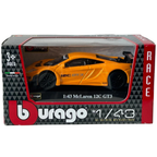 Bburago Mclaren 12c Gt3 Orange Diecast British Racing Car Model Toy 1:43 Scale Collectible