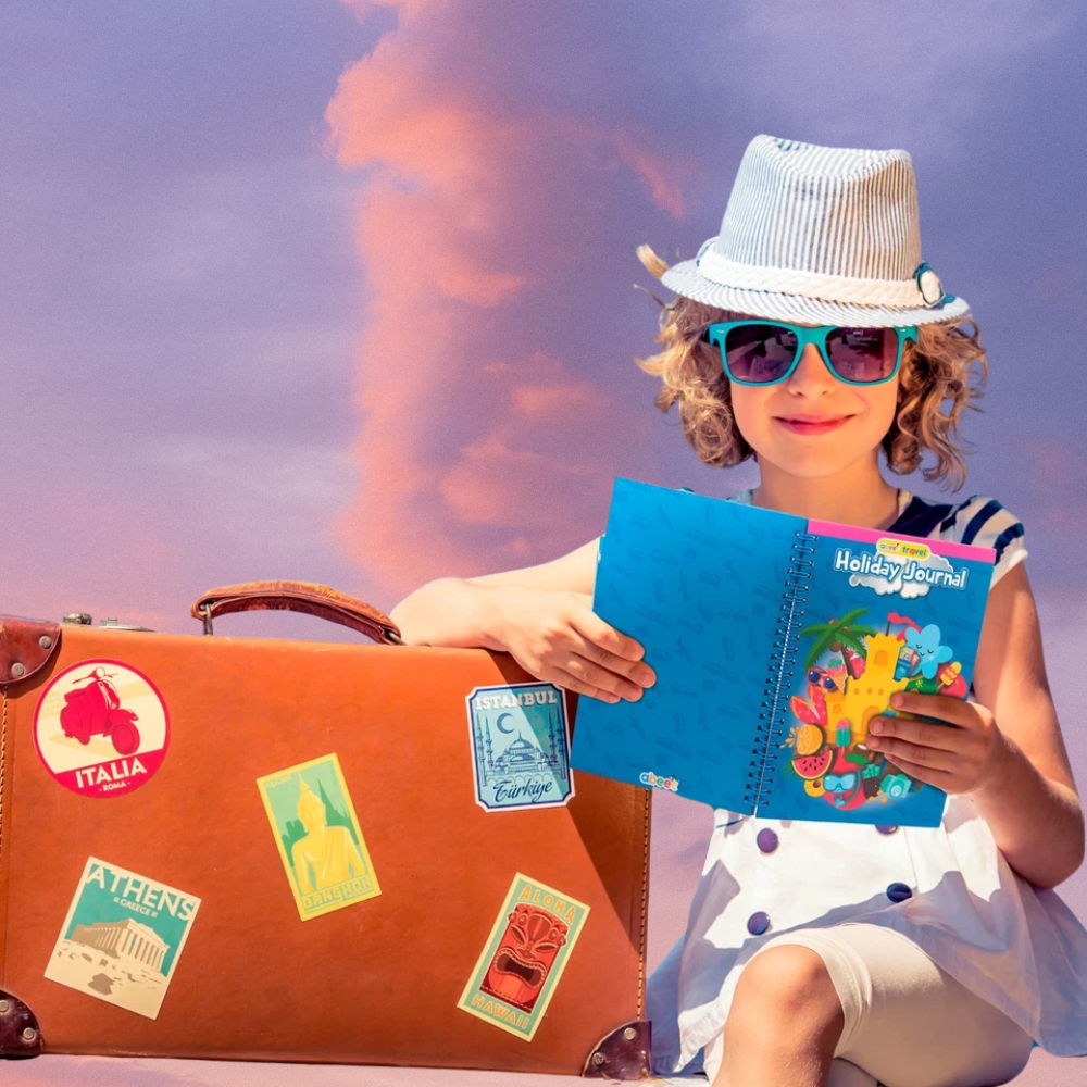 Kids Holiday Travel Journal Activity Book With Pen 50 Pages Spiral Bound Trip Planner Gift 5+