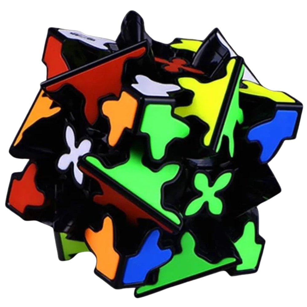Qiyi 3x3x3 Gear Magic Cube Puzzle Toy with Black Background Smooth Twist Brain Teaser