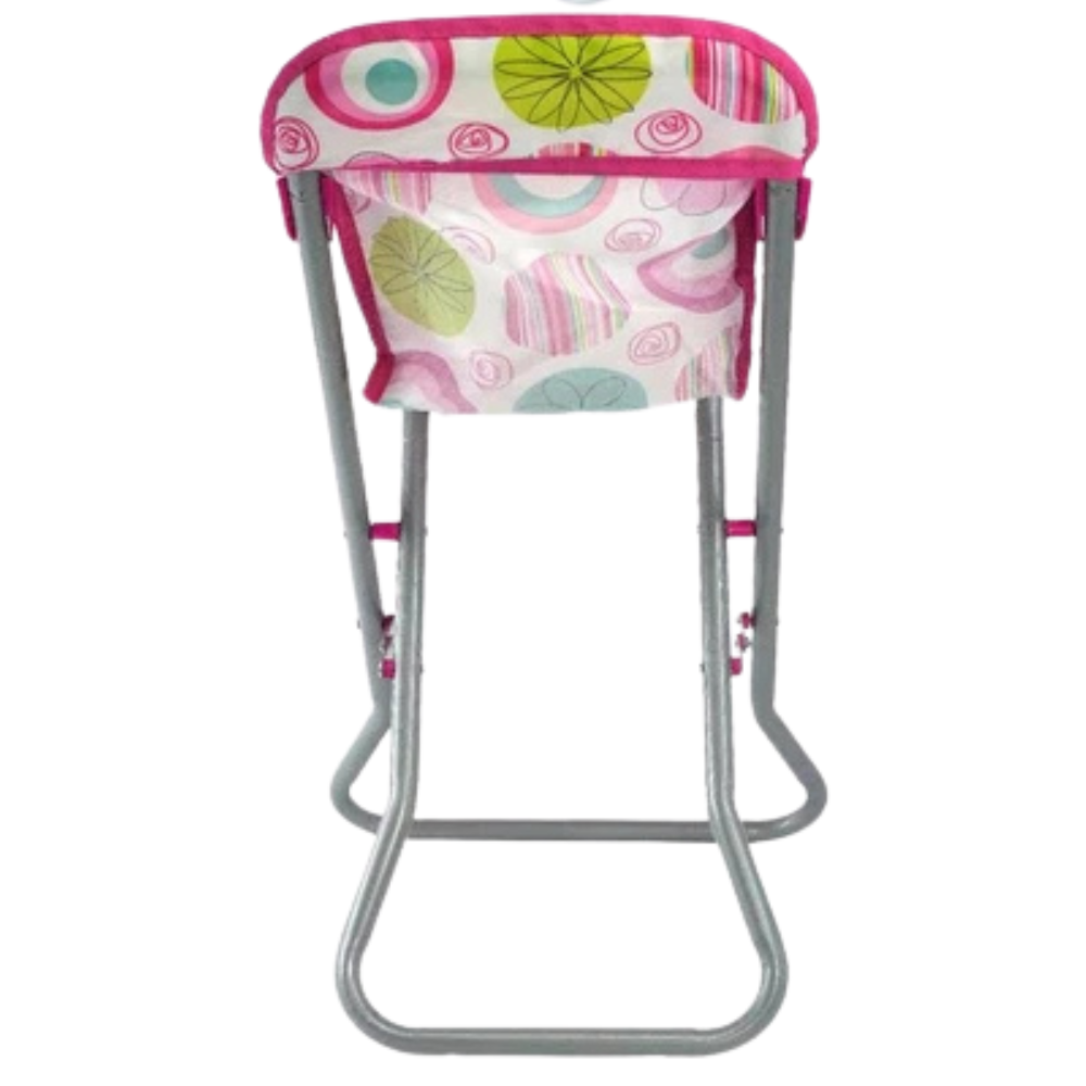 BiBi Doll Baby Doll High Chair Folding Pretend Play Furniture Pink Up to 20 Inch Dolls