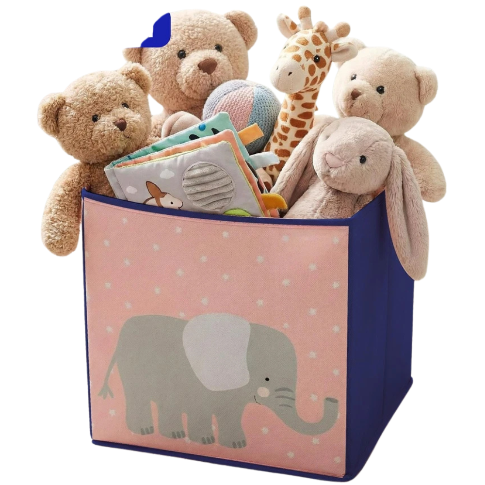 Kids Storage Cubes Set of 4 Animal Designs Foldable Toy Boxes 30cm