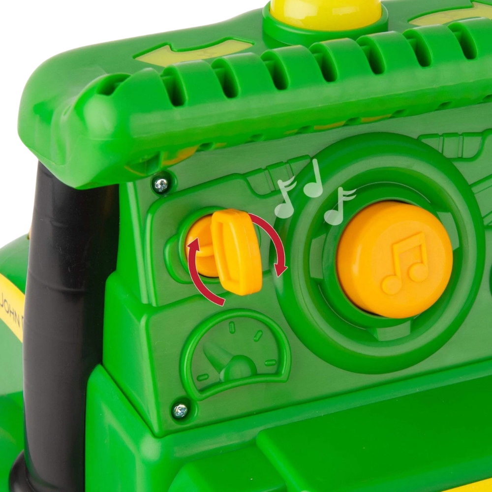John Deere Johnny Tractor Ride-On Toy with Lights, Sounds, Tool Kit and Storage Seat 3+