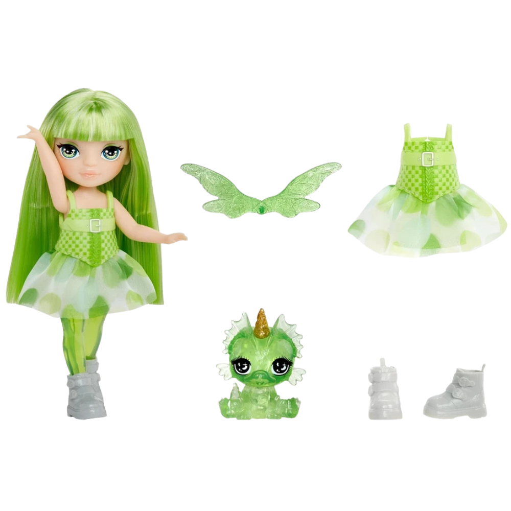 Rainbow High Littles Emerald Hunter Fantasy Fairy Doll with Green Hair, Dragon Pet and Wings