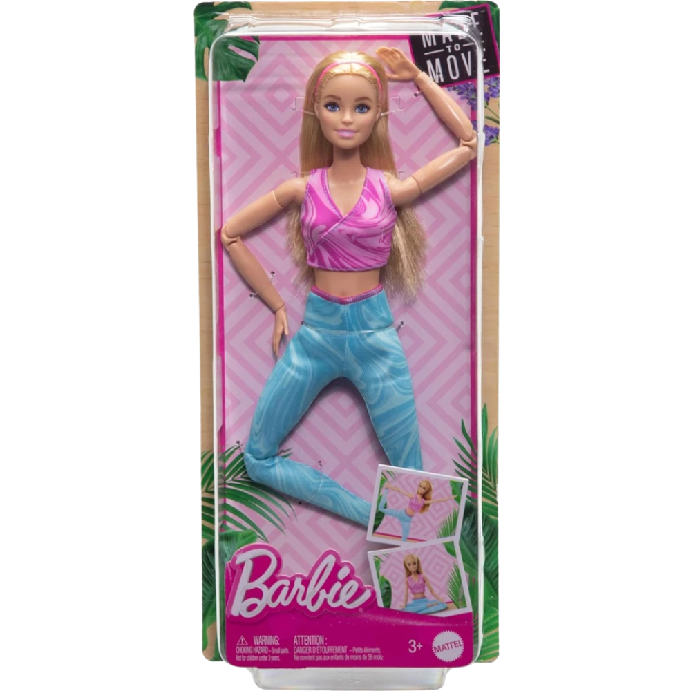 Barbie Made to Move Blonde Doll Top Yoga Pants Pink & Blue