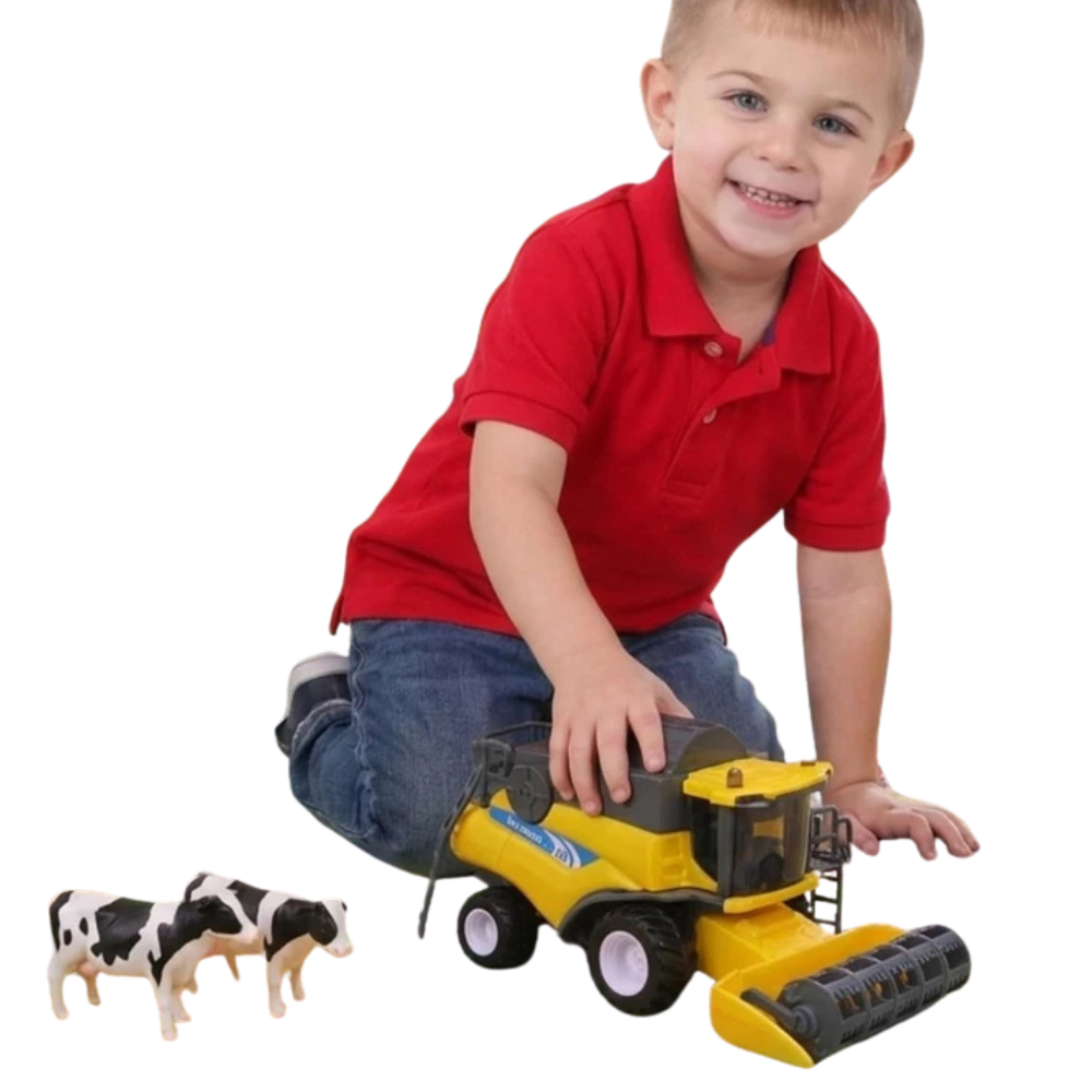 Toyland 26cm 1:32 Scale Yellow Combine Harvester Friction Powered Farm Toy 3+