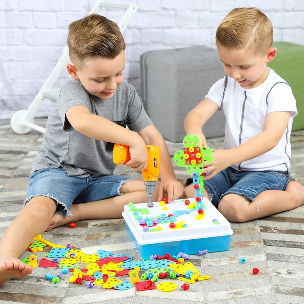 Toyvelt Creative 4-in-1 Drill Block Set 193pc STEM Building Toy Kids Ages 3+