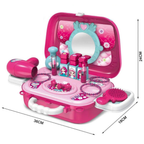 19pc Girls Role Play Jewelry Kit Princess Suitcase Pretend Makeup Hair Styling Toy Set