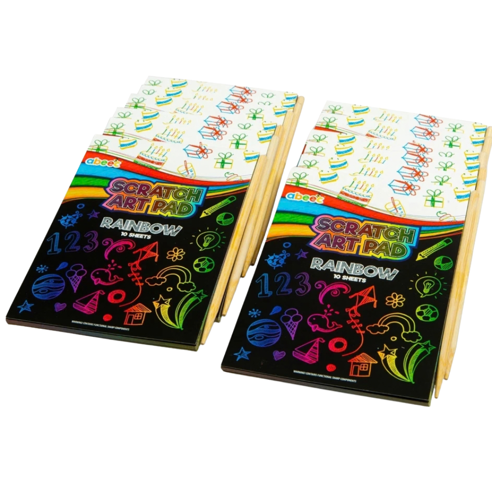 12 Rainbow Scratch Pads Kids Art Activity Party Bag Fillers Classroom Prizes