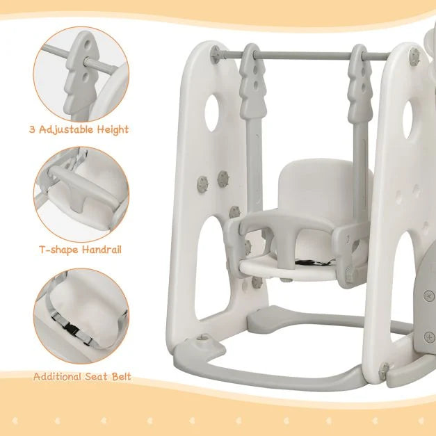 6-in-1 Toddler Slide and Swing Set with Adjustable Basketball Hoop for Indoor Play