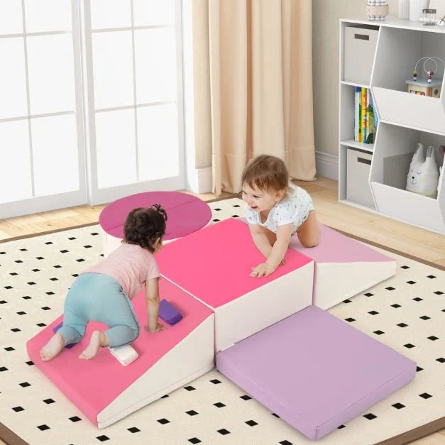 6-Piece Toddler Foam Climbing Toys Set with PU Leather Cover