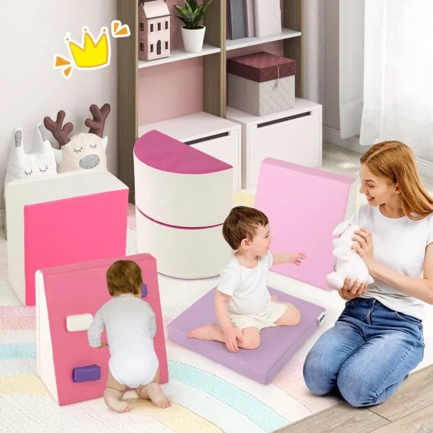 6-Piece Toddler Foam Climbing Toys Set with PU Leather Cover