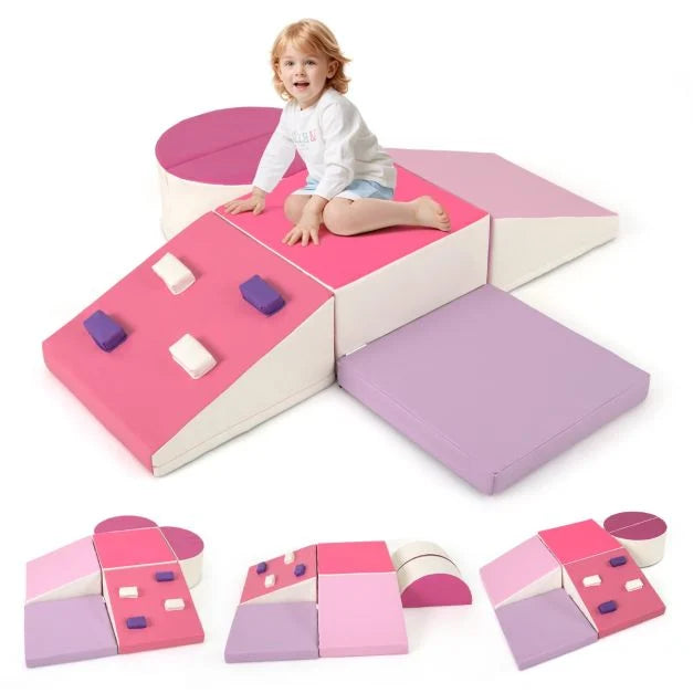 6-Piece Toddler Foam Climbing Toys Set with PU Leather Cover