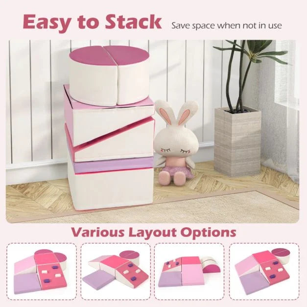 6-Piece Toddler Foam Climbing Toys Set with PU Leather Cover