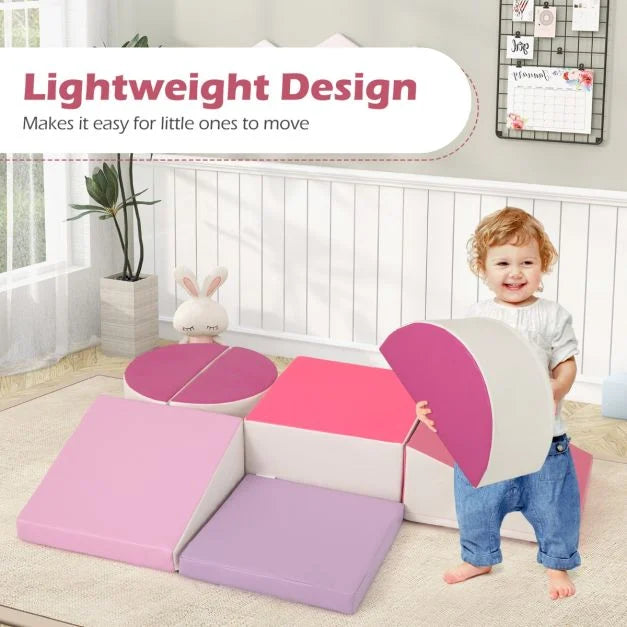 6-Piece Toddler Foam Climbing Toys Set with PU Leather Cover