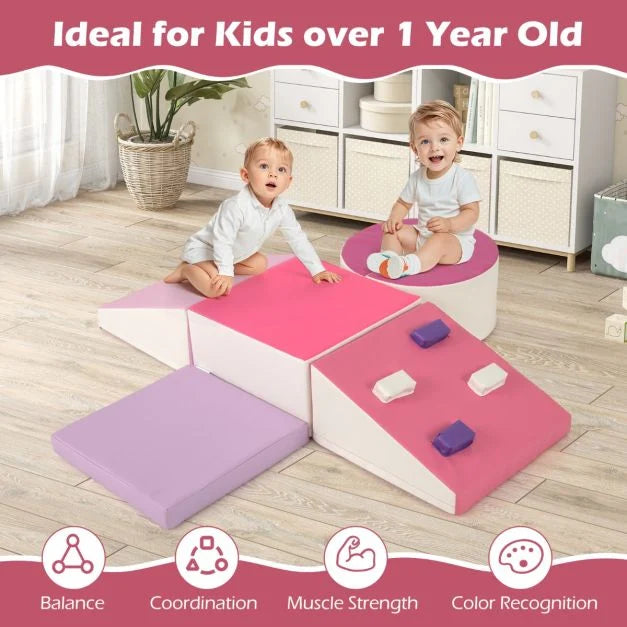 6-Piece Toddler Foam Climbing Toys Set with PU Leather Cover