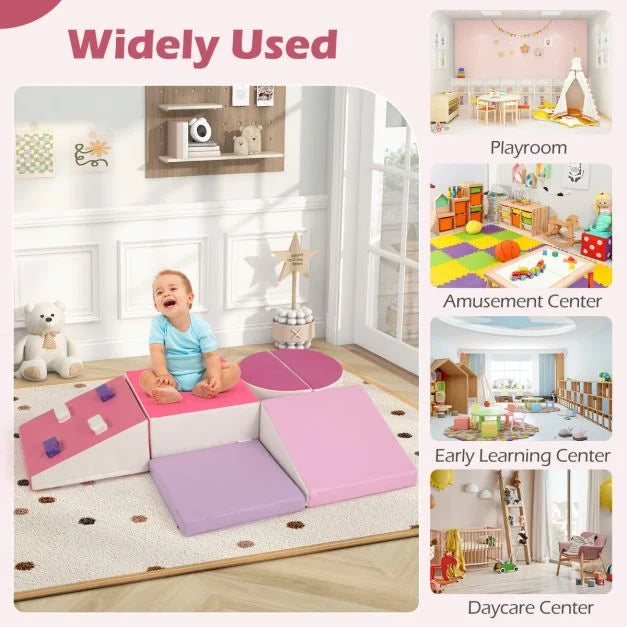 6-Piece Toddler Foam Climbing Toys Set with PU Leather Cover