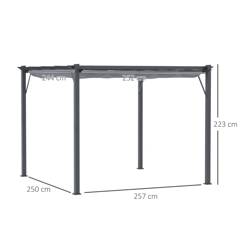 Stylish Grey Gazebo with Retractable Roof, Aluminum Frame for Outdoors, 3 x 3m