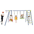 6-in-1 Metal Swing Set with 2 Swings for Children Ages 3–12