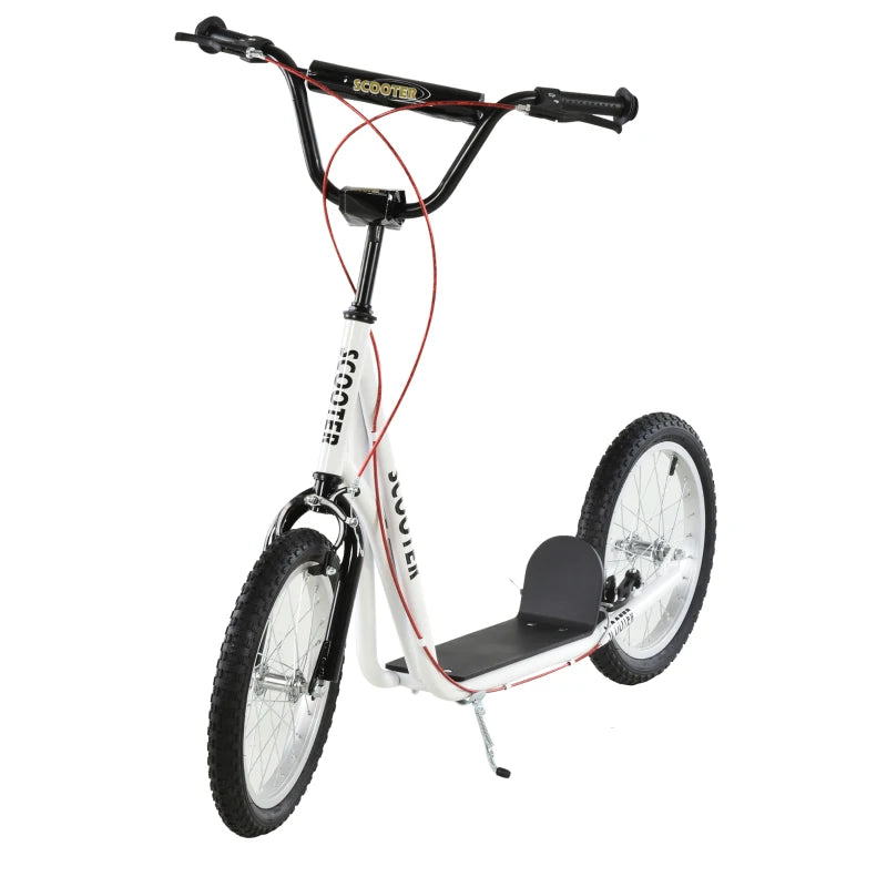 Children’s Kick Scooter with Height Adjustment, Safety Brakes, and Non-Slip Deck – White